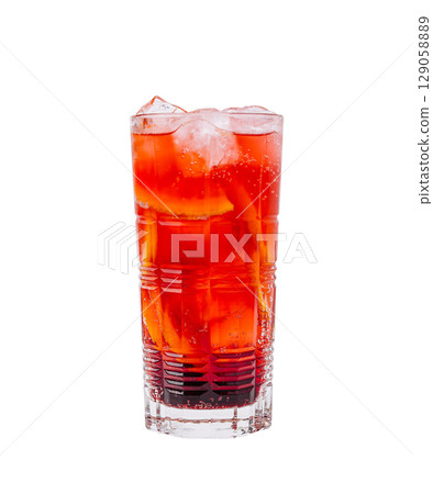 Refreshing summer drink with citrus slices served in a tall glass Refreshing summer drink with citrus slices served in a tall glass 129058889