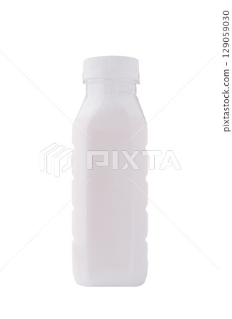 Milk bottle with simple design, white plastic, perfect for storing beverages 129059030
