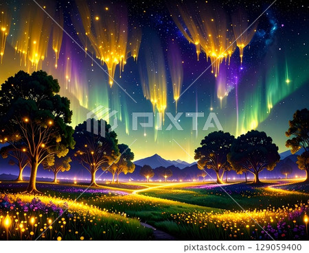 神秘的極光景觀 神秘的極光景觀 129059400