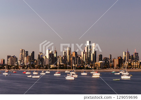 Melbourne Skyline from St Kilda in Australia 129059696
