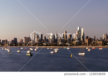 Melbourne Skyline from St Kilda in Australia 129059699