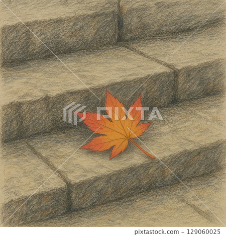 Autumn leaves falling on the stairs 129060025