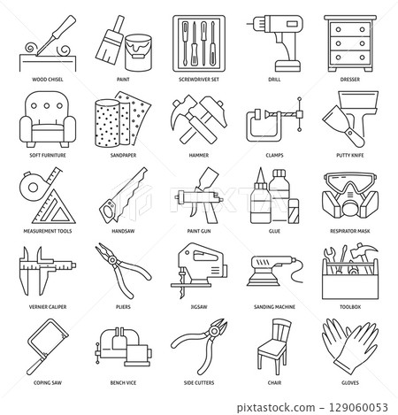 Repair tools and equipment icon set 129060053