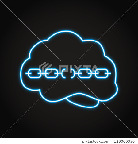 Aphasia disorder neon line icon 129060056