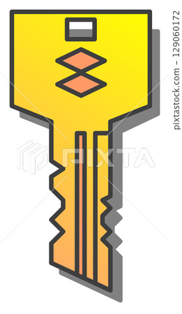 Illustration of a key used to lock the front door or entrance as a security measure 129060172