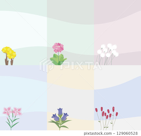 Illustrations of seasonal wildflowers, adonis flowers, and ambrosia flowers. Illustrations of seasonal wildflowers, adonis flowers, and ambrosia flowers. 129060528
