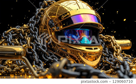 F-1 racing car and helmet. The elegant Formula 1 helmet in all its glory. 129060710