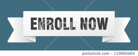 enroll now ribbon isolated on transparent background. enroll now ribbon 129060869