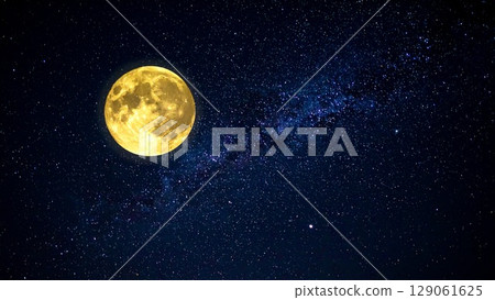 天空中閃耀的滿月圖像背景材料16:9尺寸AI生成材料 天空中閃耀的滿月圖像背景材料16:9尺寸AI生成材料 129061625