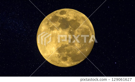Image of a full moon sparkling in the sky Background material 16:9 size AI generated material 129061627