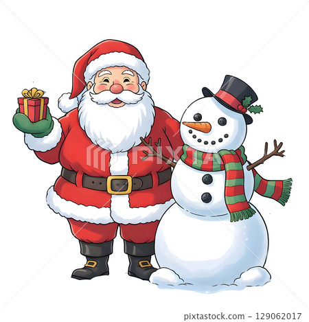 A anime-style cartoon Christmas costume, happy for Christmas. Transparent background. 129062017