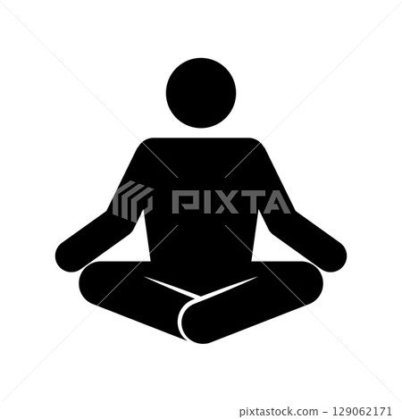 Set of stick figures, yoga classes, flat vector illustration. 129062171