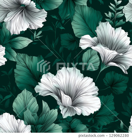 無縫拼接 花卉插畫 129062280