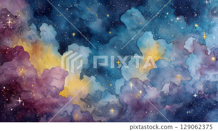 夜空水彩插圖 129062375