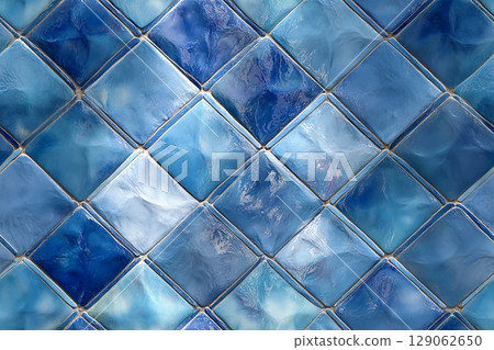 Building materials. Background of blue tile. Close up texture. Design mockup and background. 129062650