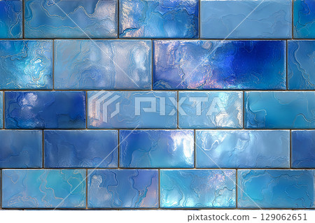 Modern materials. Background of blue tile. Close up texture. Design mockup and background. 129062651