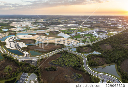 Prepared for building works construction site in Florida rural area. Development of residential housing in US suburbs 129062810