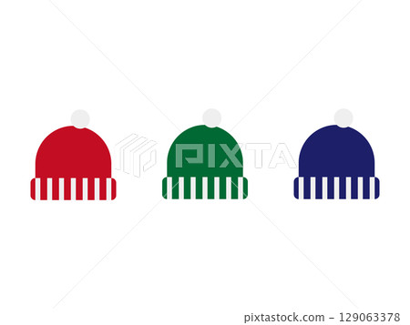 一組針織帽圖示插圖 129063378