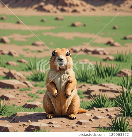 可愛的像素藝術 - Prairie Dog,線條圖章風格 可愛的像素藝術 - Prairie Dog,線條圖章風格 129063532