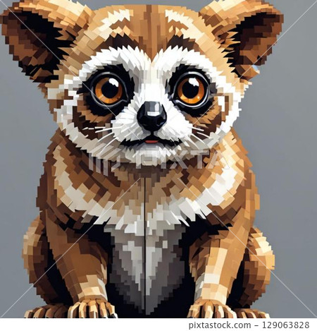 線郵票風格的可愛懶猴像素藝術 線郵票風格的可愛懶猴像素藝術 129063828