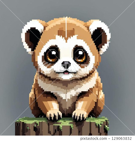 線郵票風格的可愛懶猴像素藝術 129063832