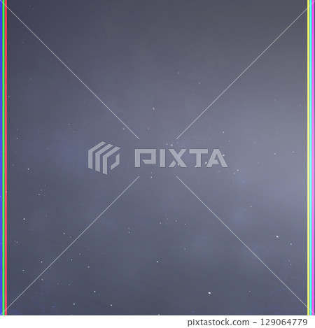 Square background, hand-drawn material, a heavy and cool space and light particles sandwiched between rainbow bands, abstract background illustration 129064779