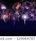 方形背景、手繪素材、夜空中的煙火、抽象的背景插圖 129064787