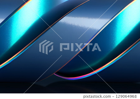 Futuristic Iridescent Blue Curves Background 129064968