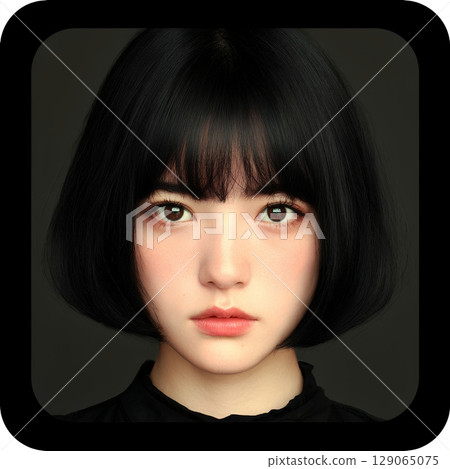 黑色鮑伯髮型的女人 129065075