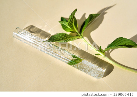 The texture of an organic cosmetic product in a test tube. The texture of an organic cosmetic product in a test tube. 129065415