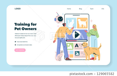AI Vet Consultant illustration. Digital platform for pet training and care. Engaging users with technology in pet health management. Enhancing pet ownership experience through innovation. Vector 129065582