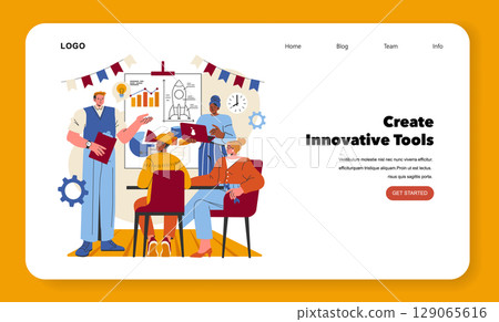 Diverse team collaborating on innovative project strategies in a modern workspace, inspiring creativity and teamwork. Diverse team collaborating on innovative project strategies in a modern workspace, inspiring creativity and teamwork. 129065616