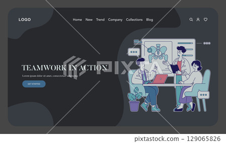 Healthcare professionals engage in a collaborative discussion, sharing insights and knowledge to improve patient outcomes. This illustration highlights the importance of teamwork in the medical field. 129065826
