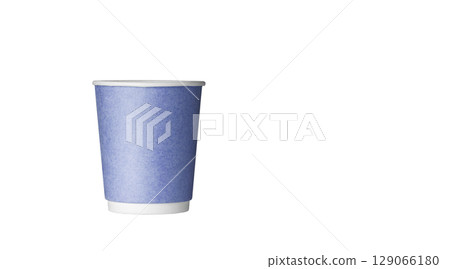 cardboard glass of blue color, for coffee or tea on an isolated white background cardboard glass of blue color, for coffee or tea on an isolated white background 129066180
