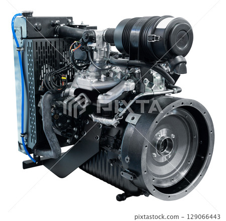 Modern gas engine for LPG, CNG, Hydrogen. Isolated on white background Modern gas engine for LPG, CNG, Hydrogen. Isolated on white background 129066443