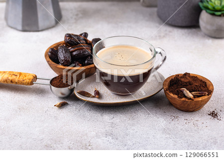 Coffee from date seed. Caffein free drink 129066551