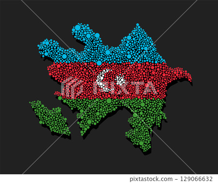 Silhouette map Azerbaijan, flag made of color dots 129066632