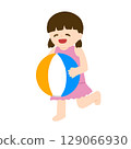 拿著沙灘球的女孩 129066930