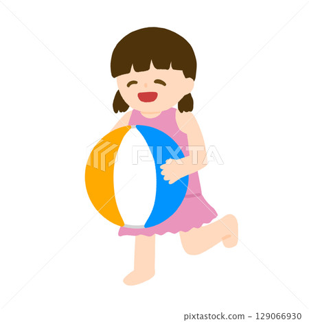 拿著沙灘球的女孩 拿著沙灘球的女孩 129066930