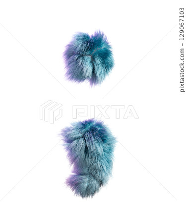 Blue Fur Styled Into Bold Semicolon Symbol Isolated on White Background Blue Fur Styled Into Bold Semicolon Symbol Isolated on White Background 129067103