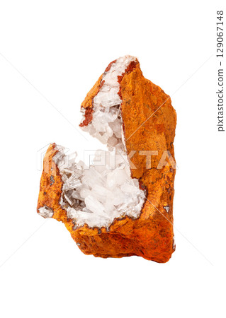 Hemimorphite crystals mineral stone rock on a white background 129067148
