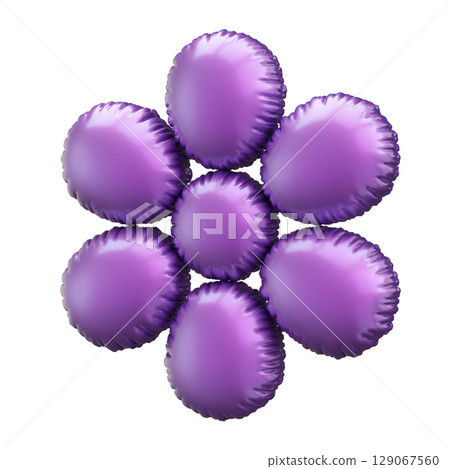 Cluster of Glossy Metallic Balloons in Unique Floral Arrangement Design 129067560