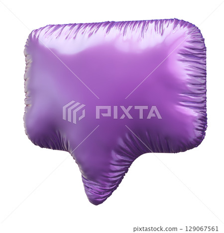 Abstract Metallic Balloon Shape with Unique Textural Highlights on White Background 129067561