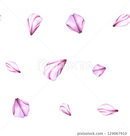 Seamless Pattern with rose petals on a white background. Watercolor botanical background of cherry petals flowers. Pattern with flowers. Wallpaper of Pink petals for your designs, wallpapers, clothing Seamless Pattern with rose petals on a white background. Watercolor botanical background of cherry petals flowers. Pattern with flowers. Wallpaper of Pink petals for your designs, wallpapers, clothing 129067910