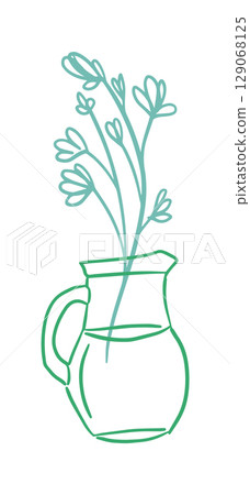 Flower in one line in a vase. hand drawing. Not AI, Vector illustration Flower in one line in a vase. hand drawing. Not AI, Vector illustration 129068125