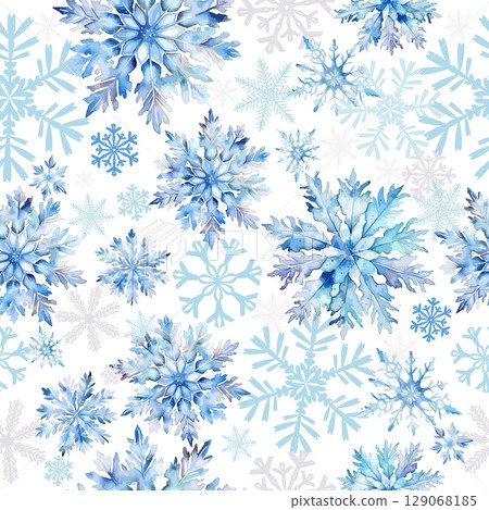 Seamless background watercolor snowflakes . hand drawing. Not AI, Vector illustrations Seamless background watercolor snowflakes . hand drawing. Not AI, Vector illustrations 129068185