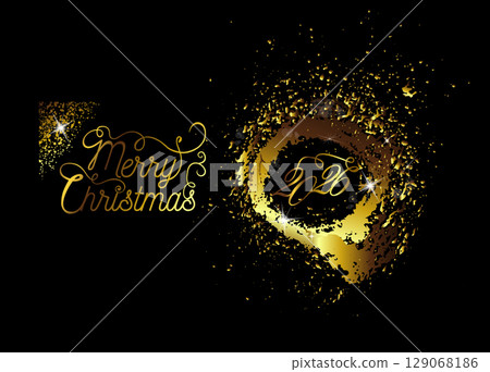 2026 golden numbers. Golden splashes. hand drawing. Not AI, Vector illustrations. 129068186