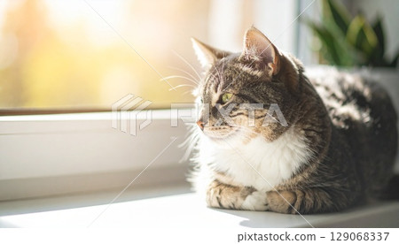 Cat looking out 129068337