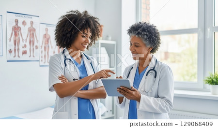 Doctors Collaborating in a Medical Office - Ai Generated 129068409