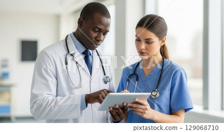 Doctor and Nurse Collaborating on Patient Care 129068710